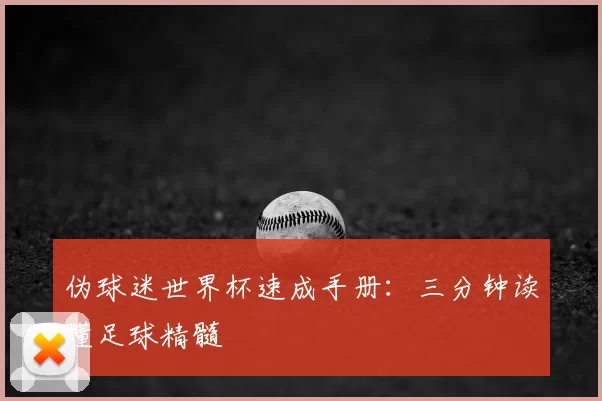 伪球迷世界杯速成手册:三分钟读懂足球精髓